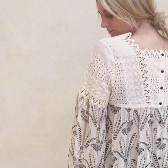 Anthropologie Tops - Floreat Anthropologie Cantata Peasant Lace Crochet Cottage Boho Grandma Top 10